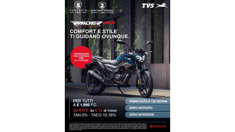 TVS MOTOR RAIDER 125 IN PROMO FINO AL 31/03/2026 NAKED